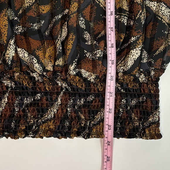 Vintage 80’s Sheer Silky Stripe See-through‎ Abstract Art Print Blouse - Picture 10 of 13